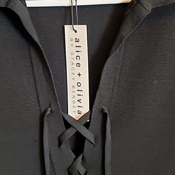 ALICE + OLIVIA Janna Lace-Up Polo Shirt Dress - Picture 11 of 13